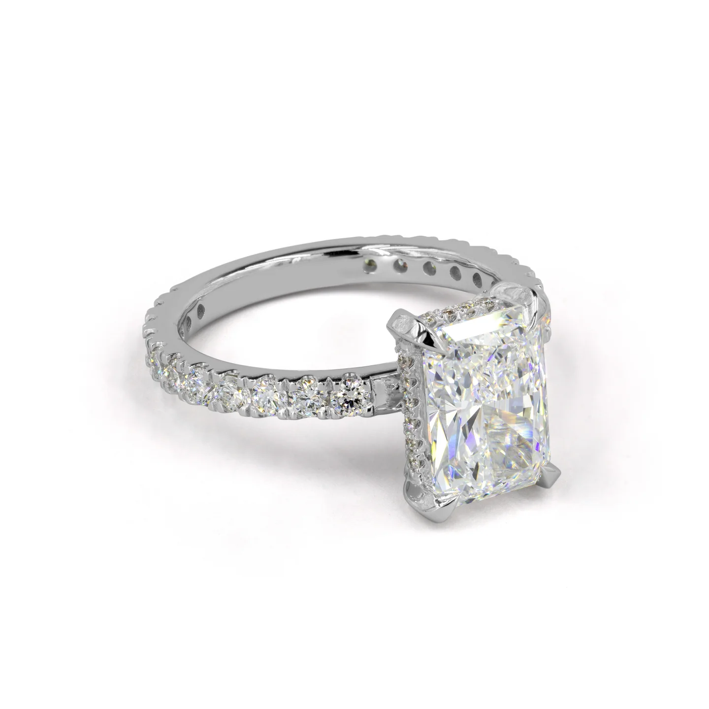 4.52 Cts 14k White Gold Radiant Shape Hidden Halo Ring - Image 3
