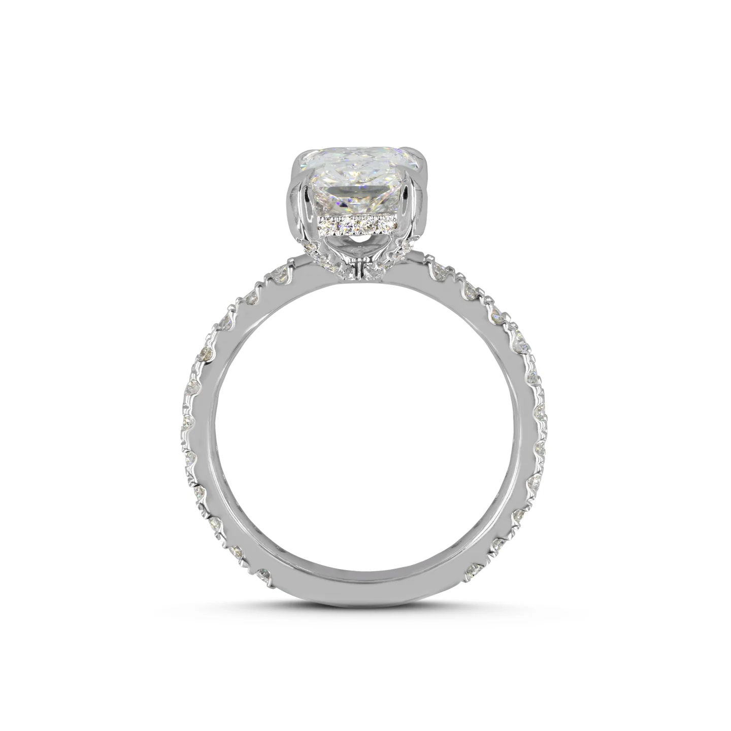 4.52 Cts 14k White Gold Radiant Shape Hidden Halo Ring - Image 4