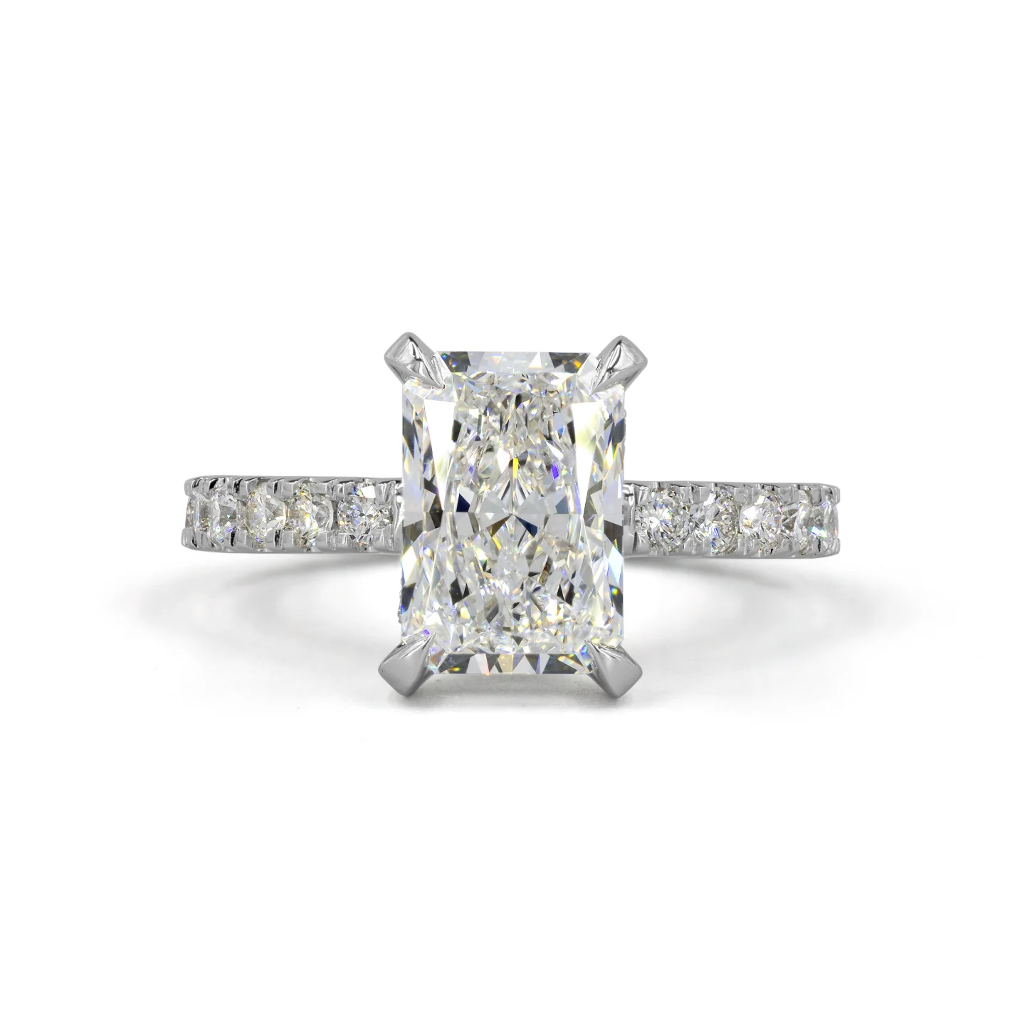 4.52 Cts 14k White Gold Radiant Shape Hidden Halo Ring - Video