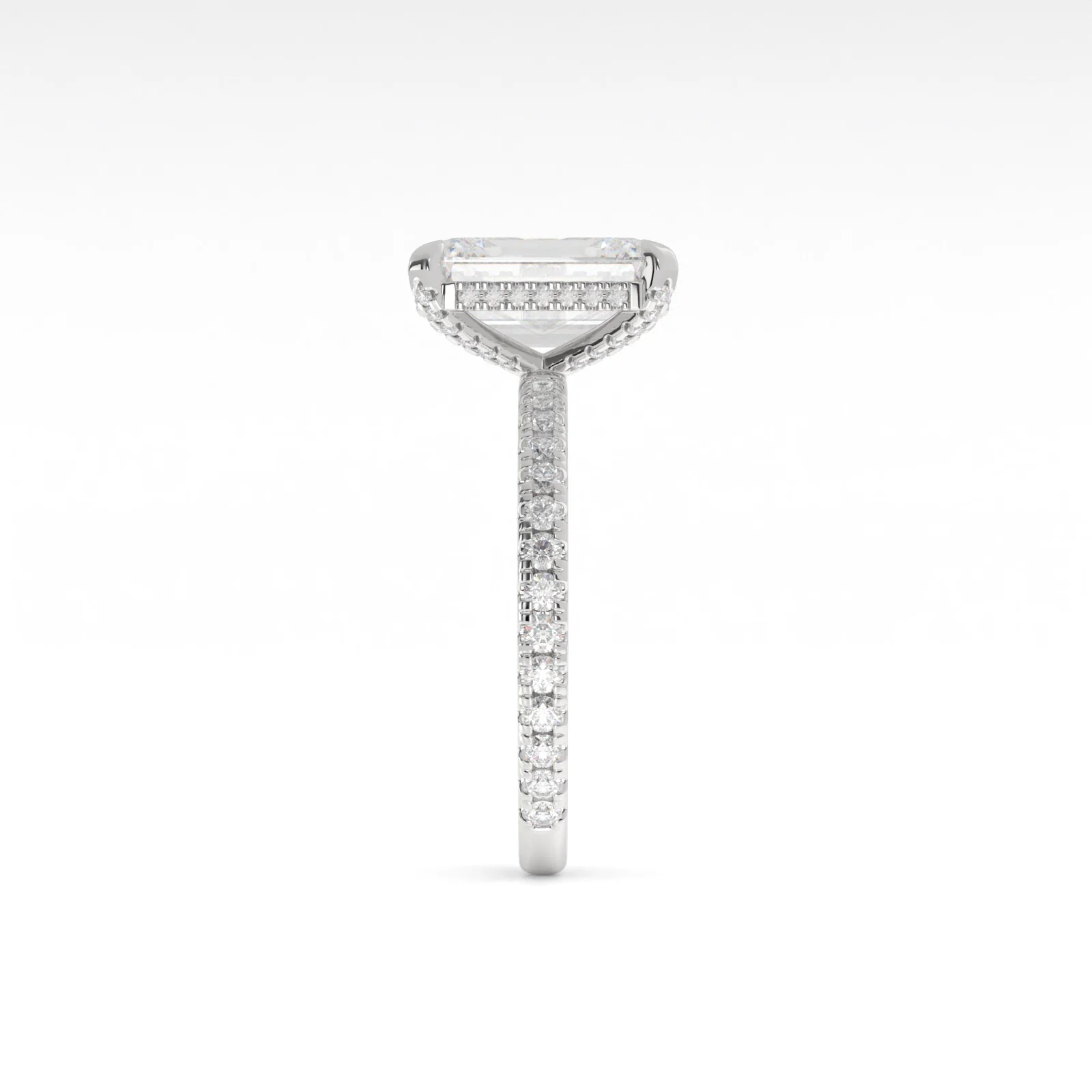 4.51 Cts 14k White Gold Emerald Shape Hidden Halo Ring - Image 3