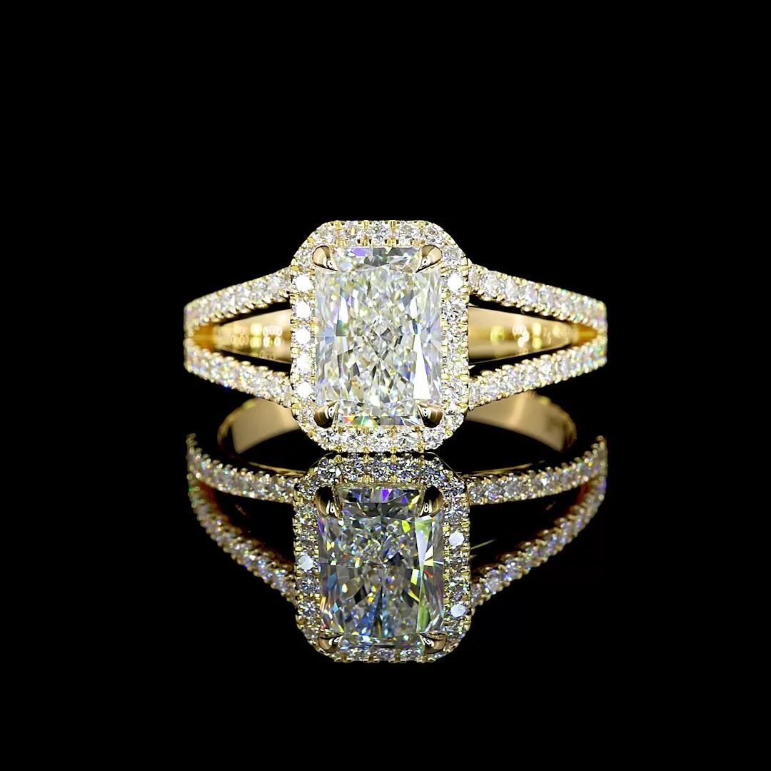 8.23 Cts 14k Yellow Gold Radiant Shape Split Shank Ring - Video