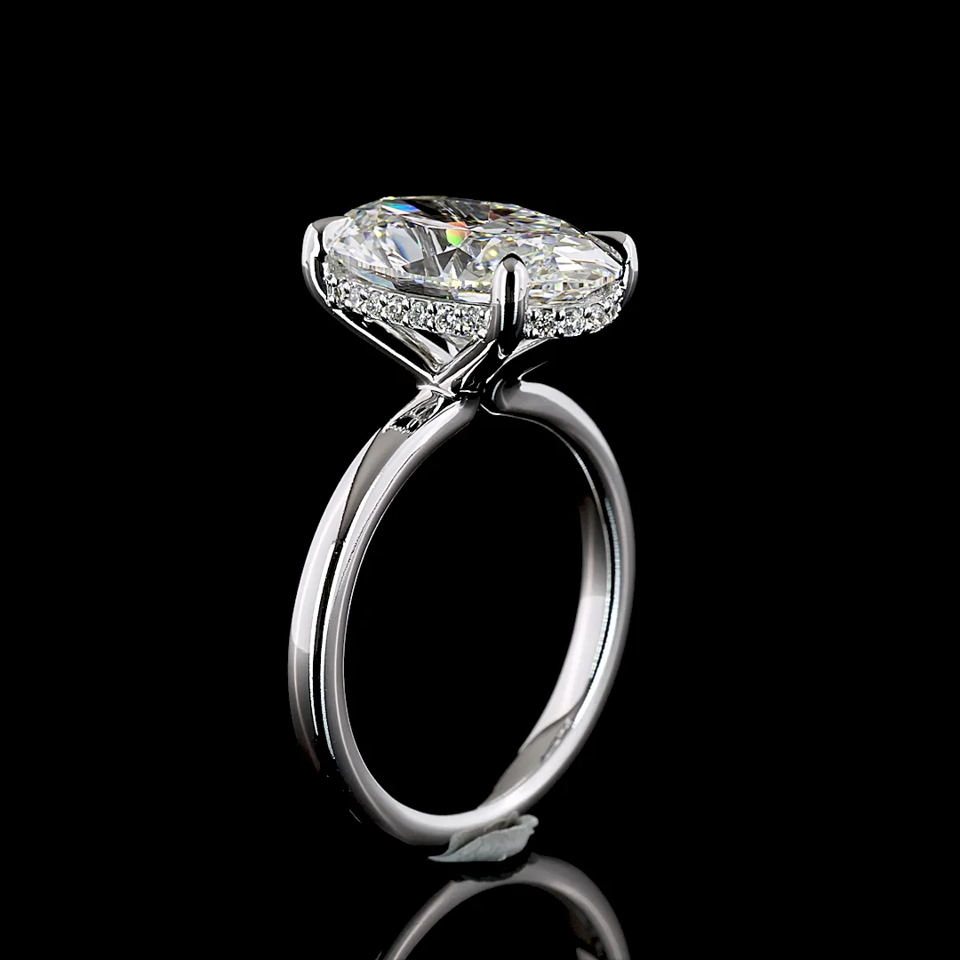 5.8 Cts 14k White Gold Oval Shape Hidden Halo Ring - Image 4