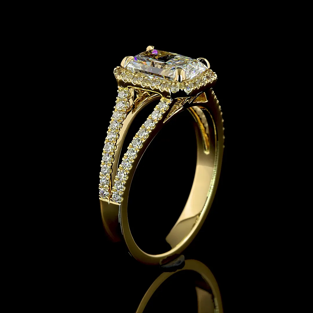 4.85 Cts 14k Yellow Gold Radiant Shape Split Shank Ring - Image 4