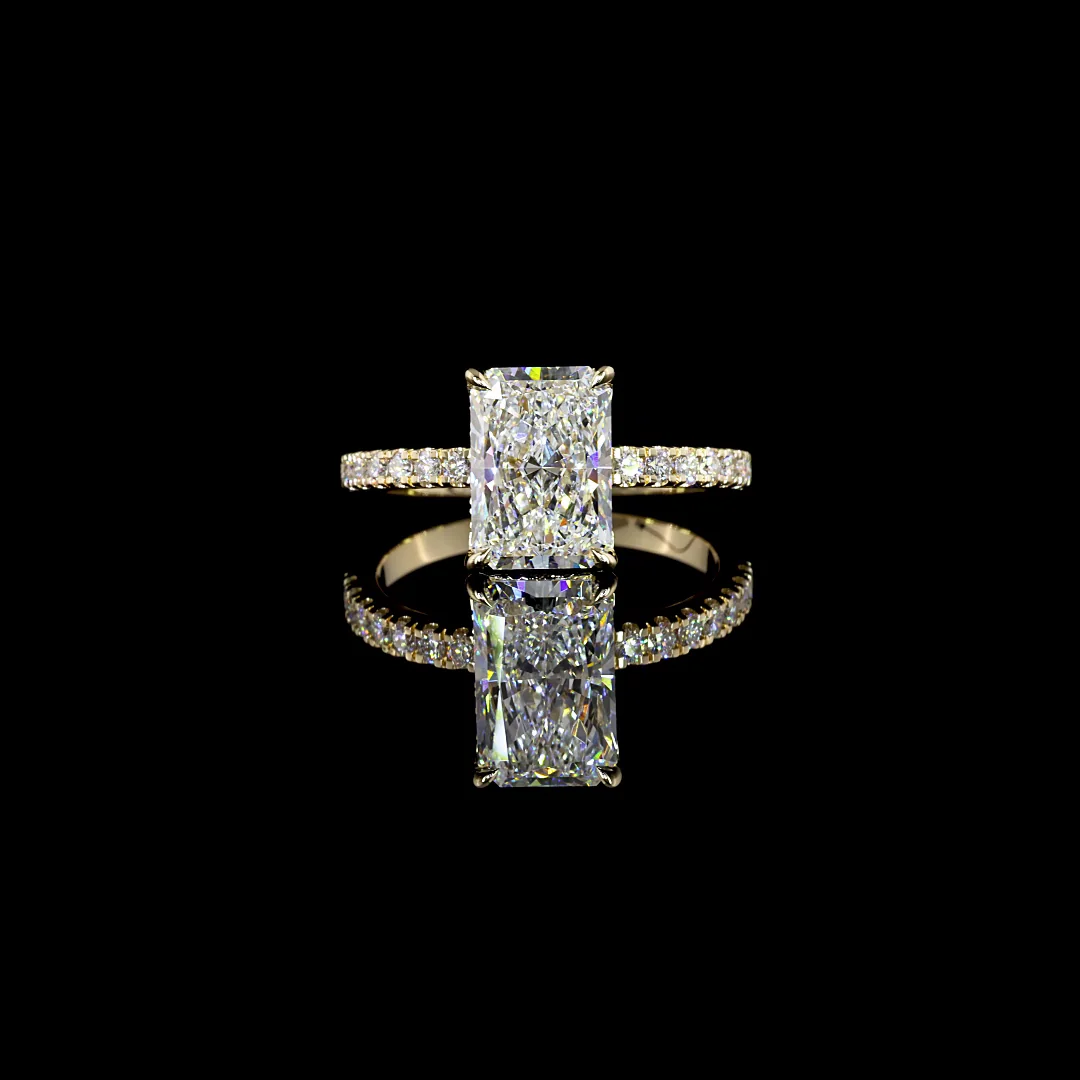 2.88 Cts 14k Yellow Gold Radiant Shape Hidden Halo Ring - Video
