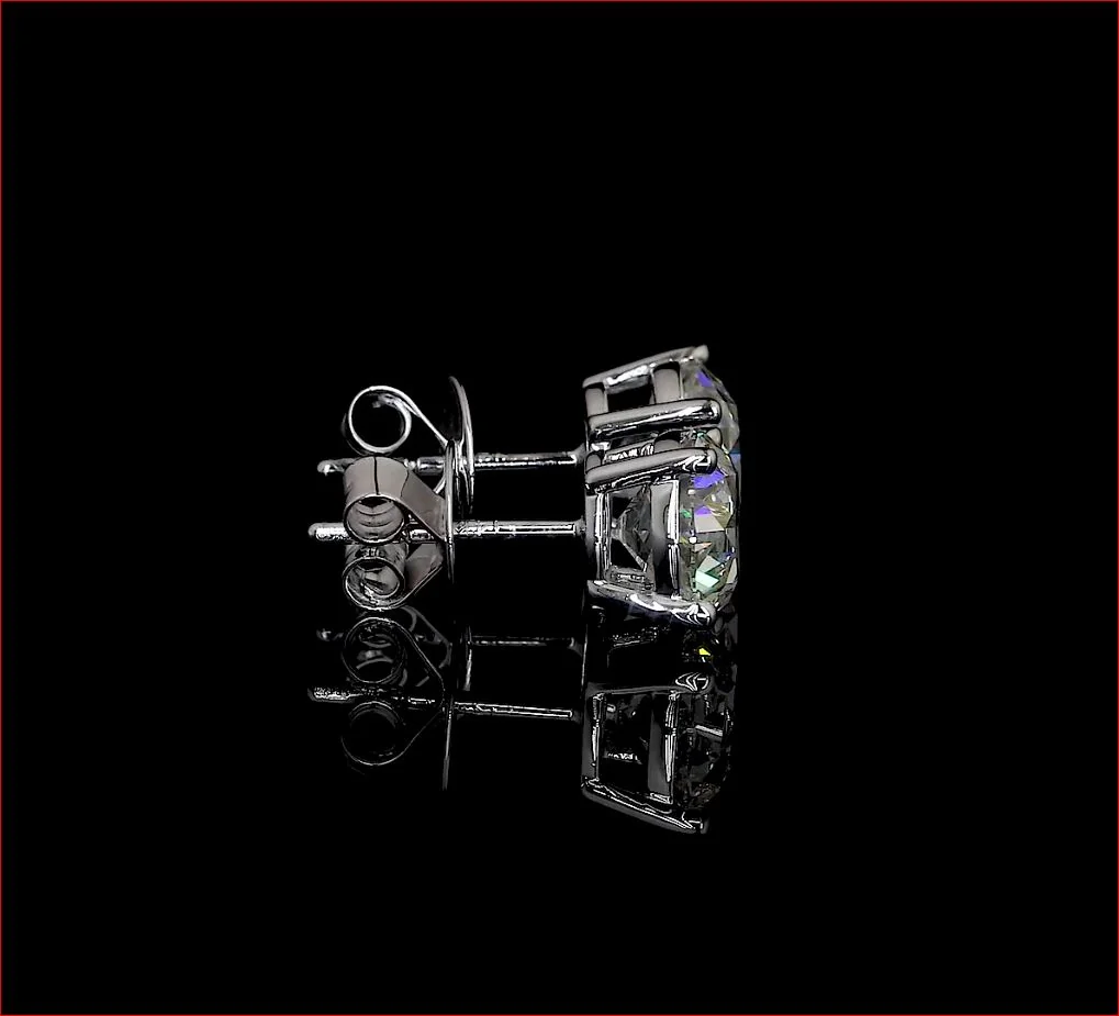 4.12 Cts 14k White Gold Old European Brilliant Shape Studs Earring - Image 4