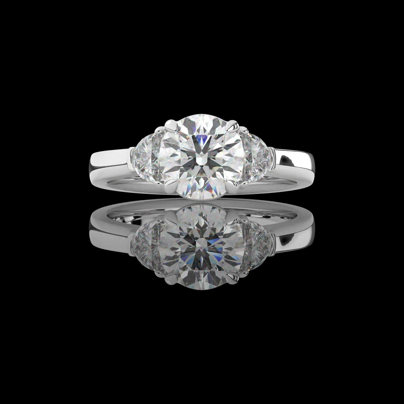 1.39 Cts Platinum Round Shape 3 Stones Ring - Video
