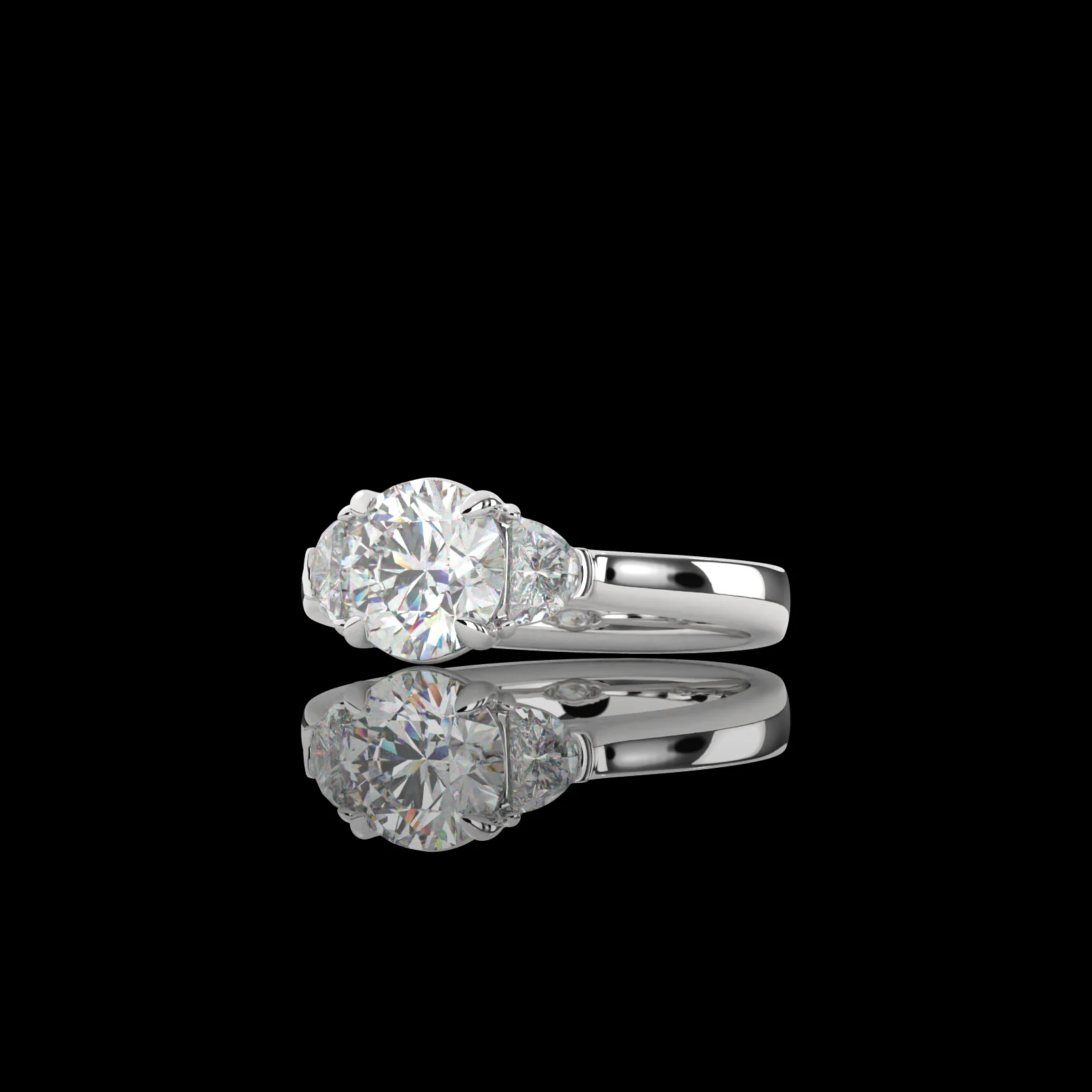 2.75 Cts Platinum Round Shape 3 Stones Ring - Image 2