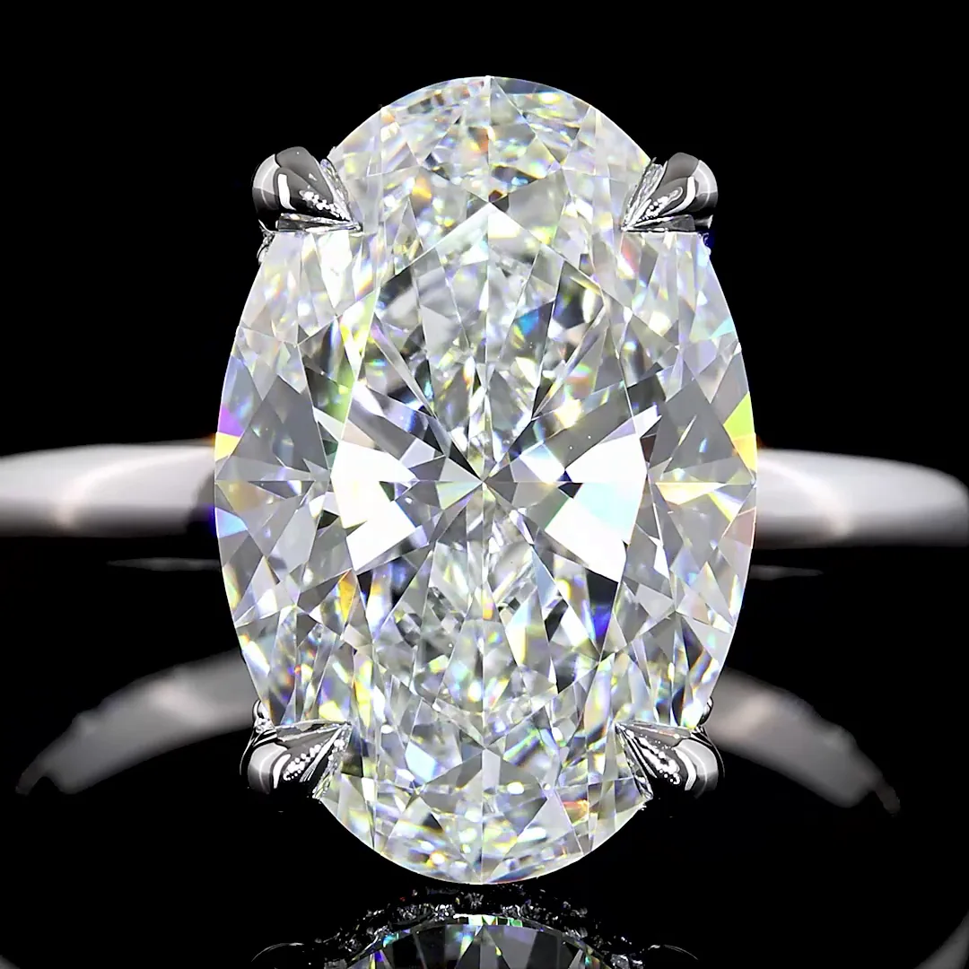 6.35 Cts 14k White Gold Oval Shape Hidden Halo Ring - Image 2