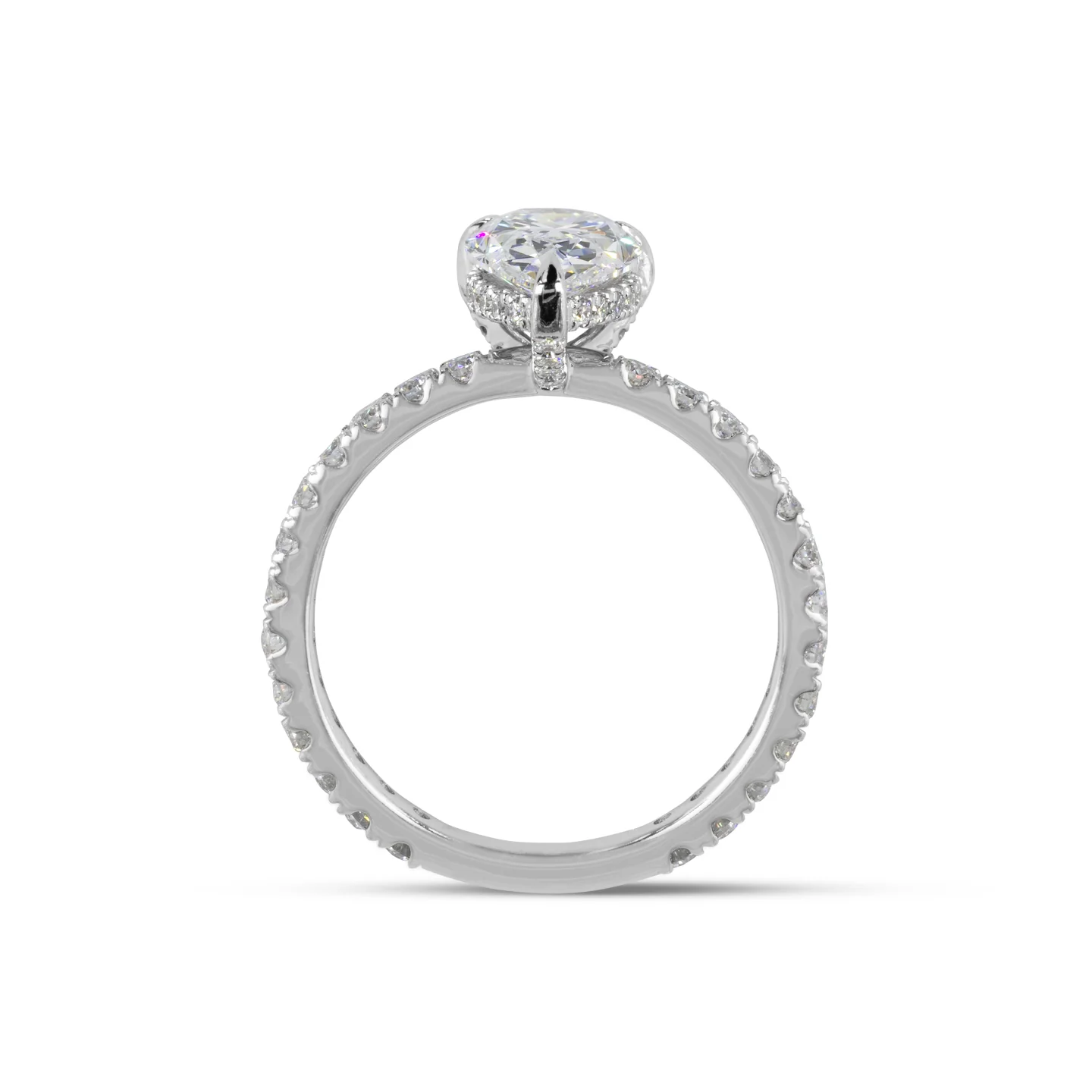 3.95 Cts 14k White Gold Pear Shape Hidden Halo Ring - Image 3