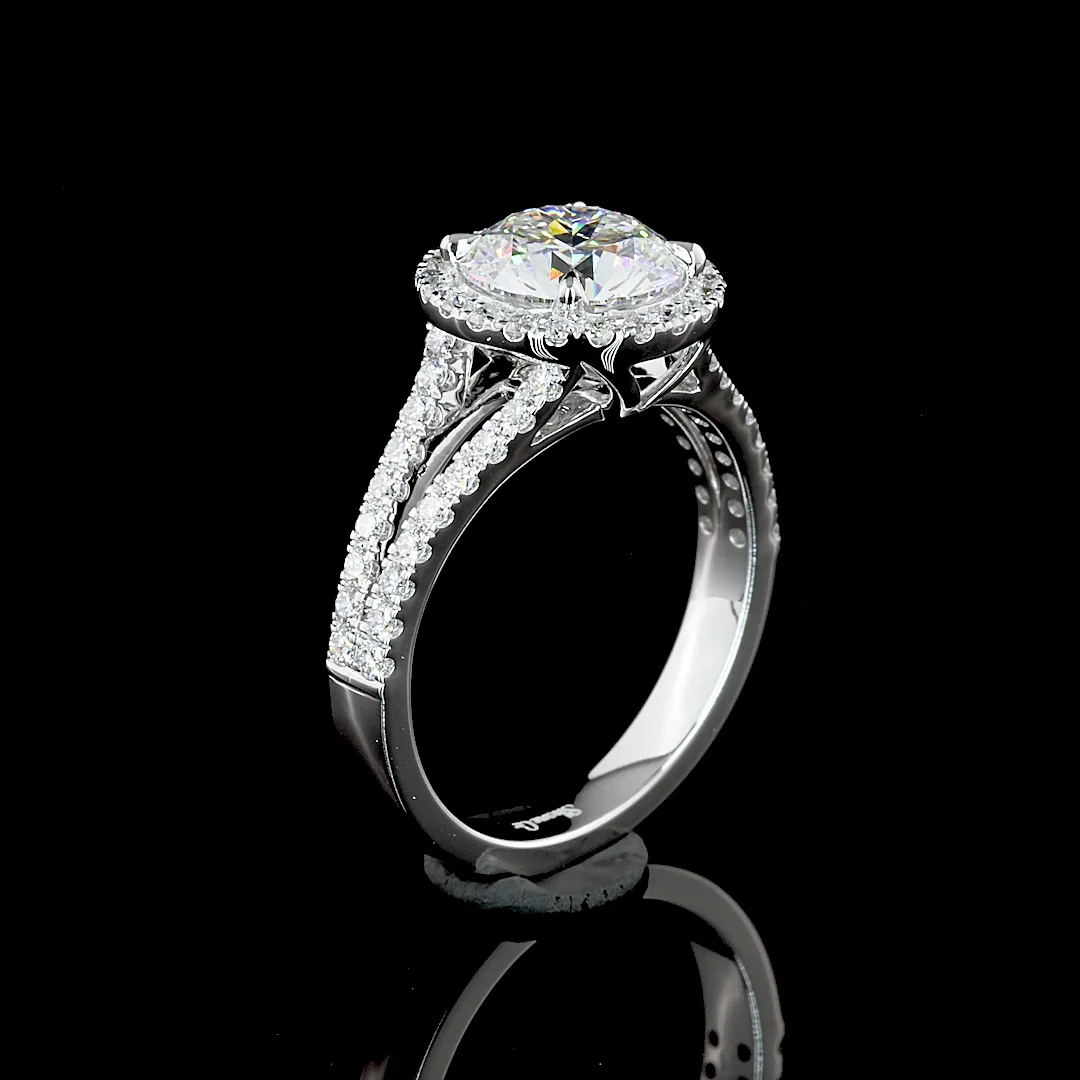3.68 Cts 14k White Gold Round Shape Split Shank Ring - Image 4