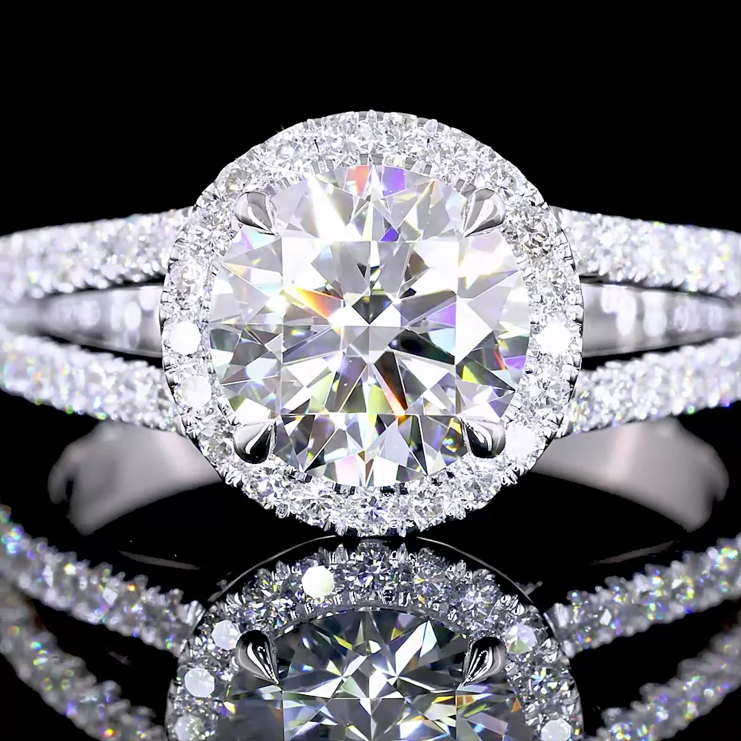 1.42 Cts 14k White Gold Round Shape Split Shank Ring - Image 2