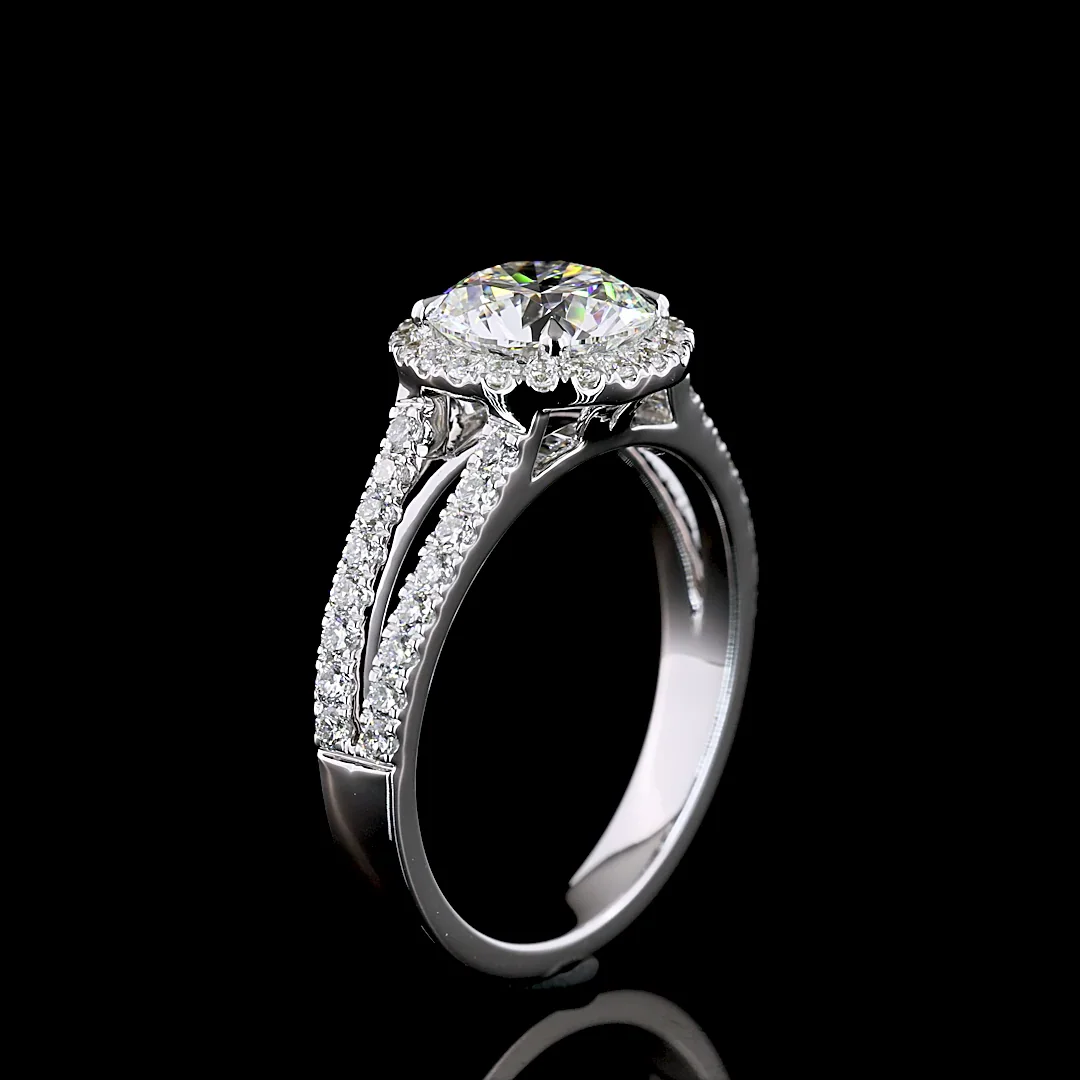 1.42 Cts 14k White Gold Round Shape Split Shank Ring - Image 4