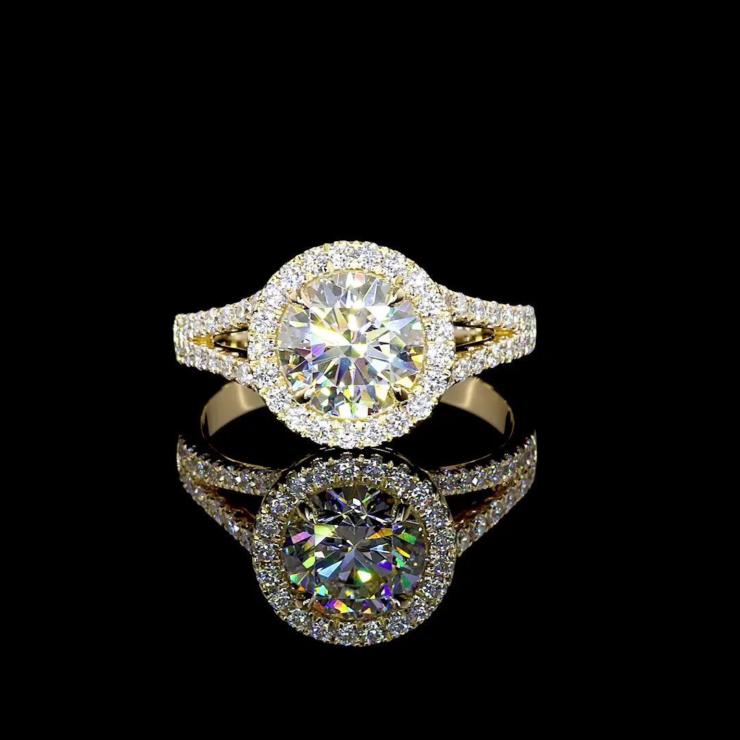2.59 Cts 14k Yellow Gold Round Shape Split Shank Ring - Video