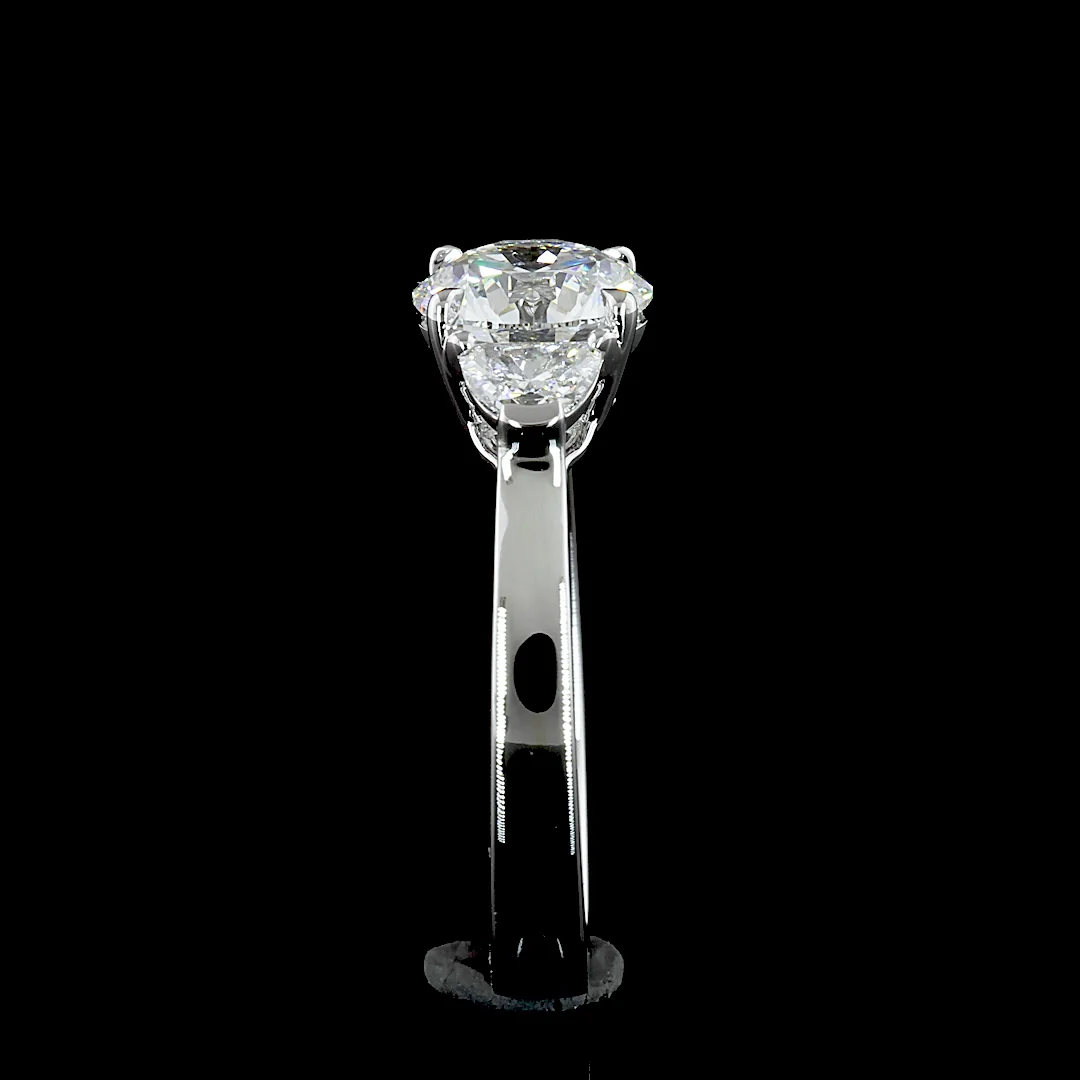 3.63 Cts 14k White Gold Round Shape 3 Stones Ring - Image 4