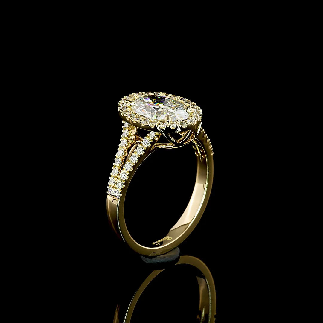 3.68 Cts 14k Yellow Gold Oval Shape Split Shank Ring - Image 4