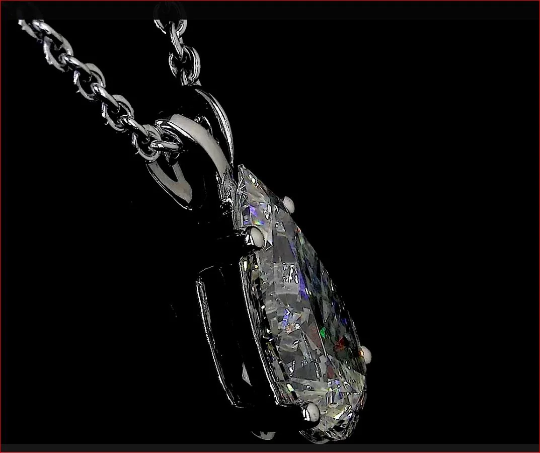 0.63 Cts 14k White Gold Pear Shape Pendant Pendant - Image 4