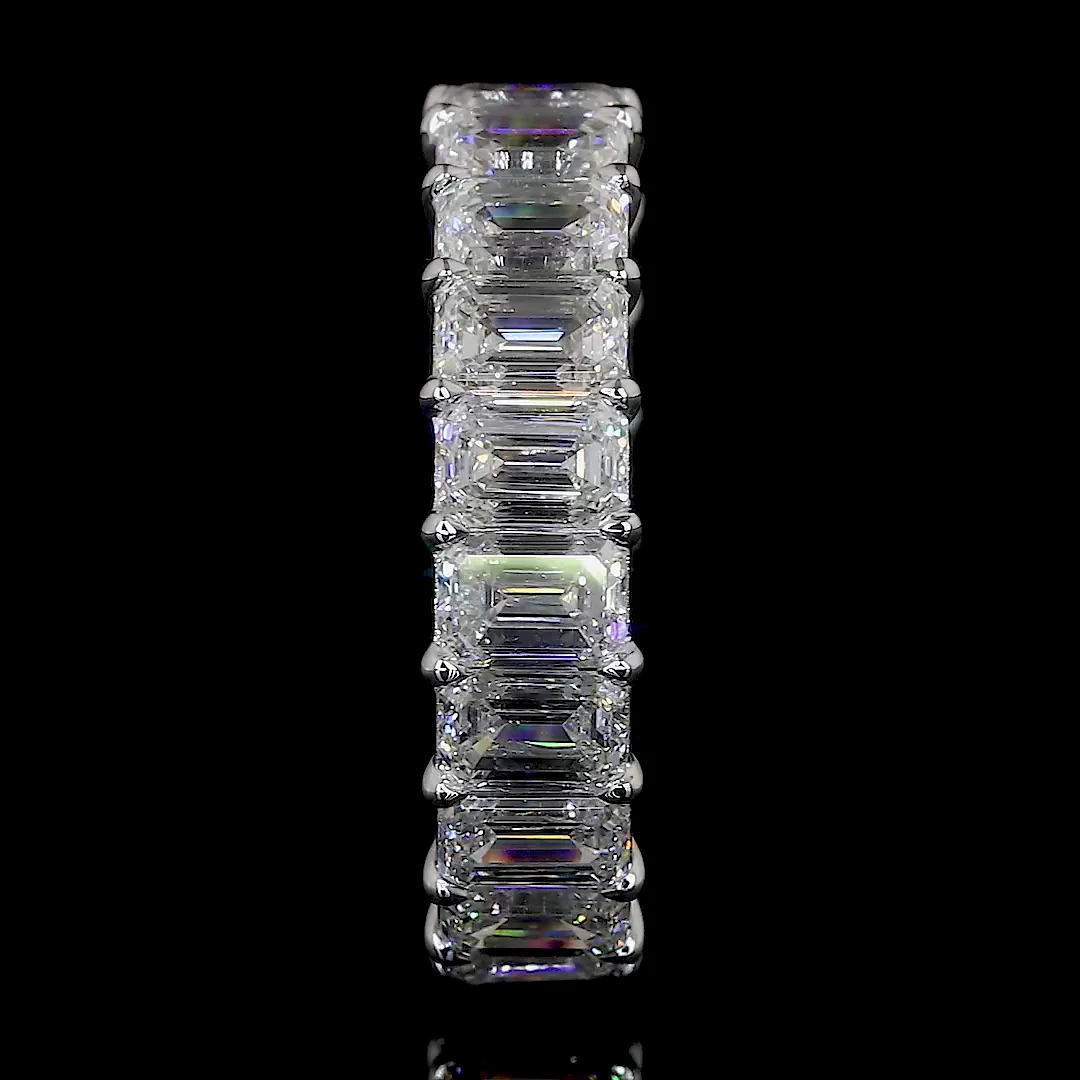 5.41 Cts 14k White Gold Emerald Shape Eternity Band Eternity Band - Image 3