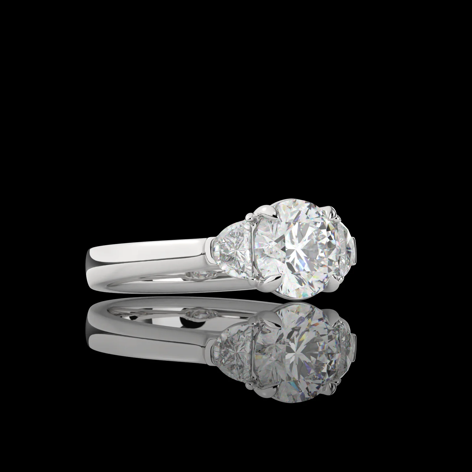 2.68 Cts 14k White Gold Round Shape 3 Stones Ring - Image 3