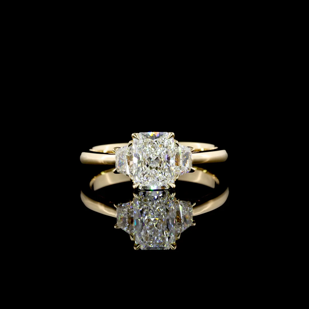 1.27 Cts 14k Yellow Gold Radiant Shape 3 Stones Ring - Video