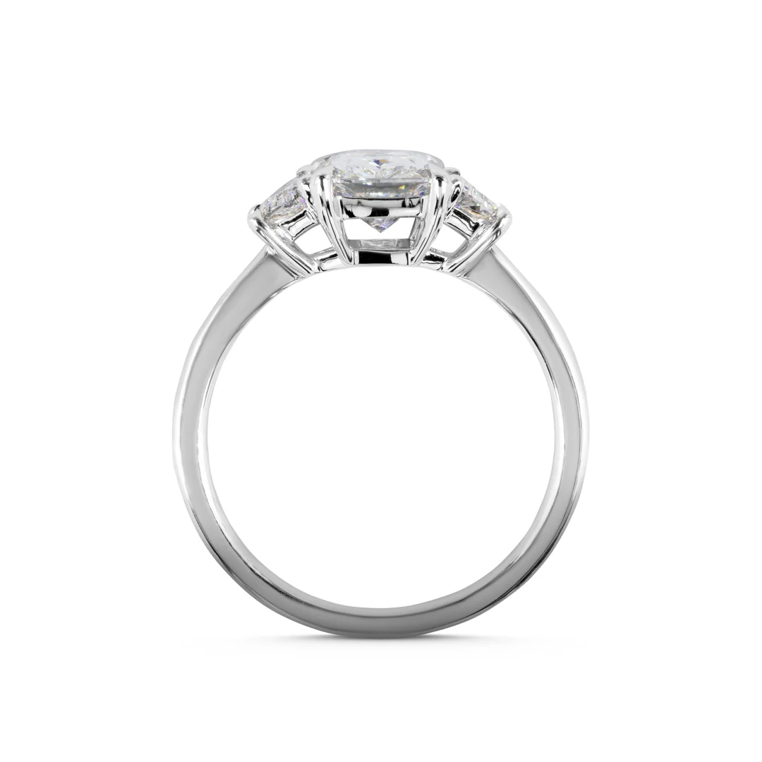 1.47 Cts 14k White Gold Radiant Shape 3 Stones Ring - Image 2