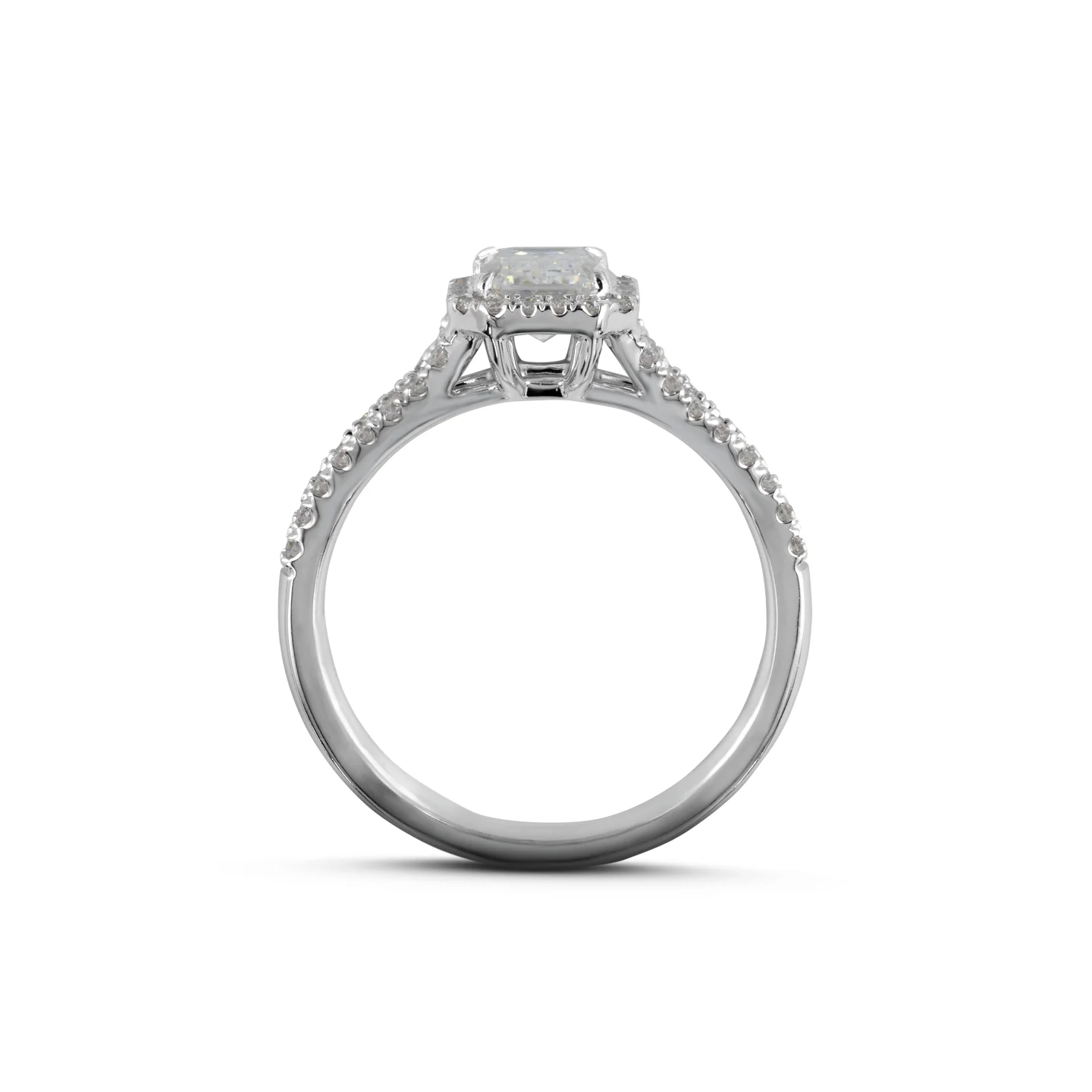 1.86 Cts 14k White Gold Emerald Shape Split Shank Ring - Image 3