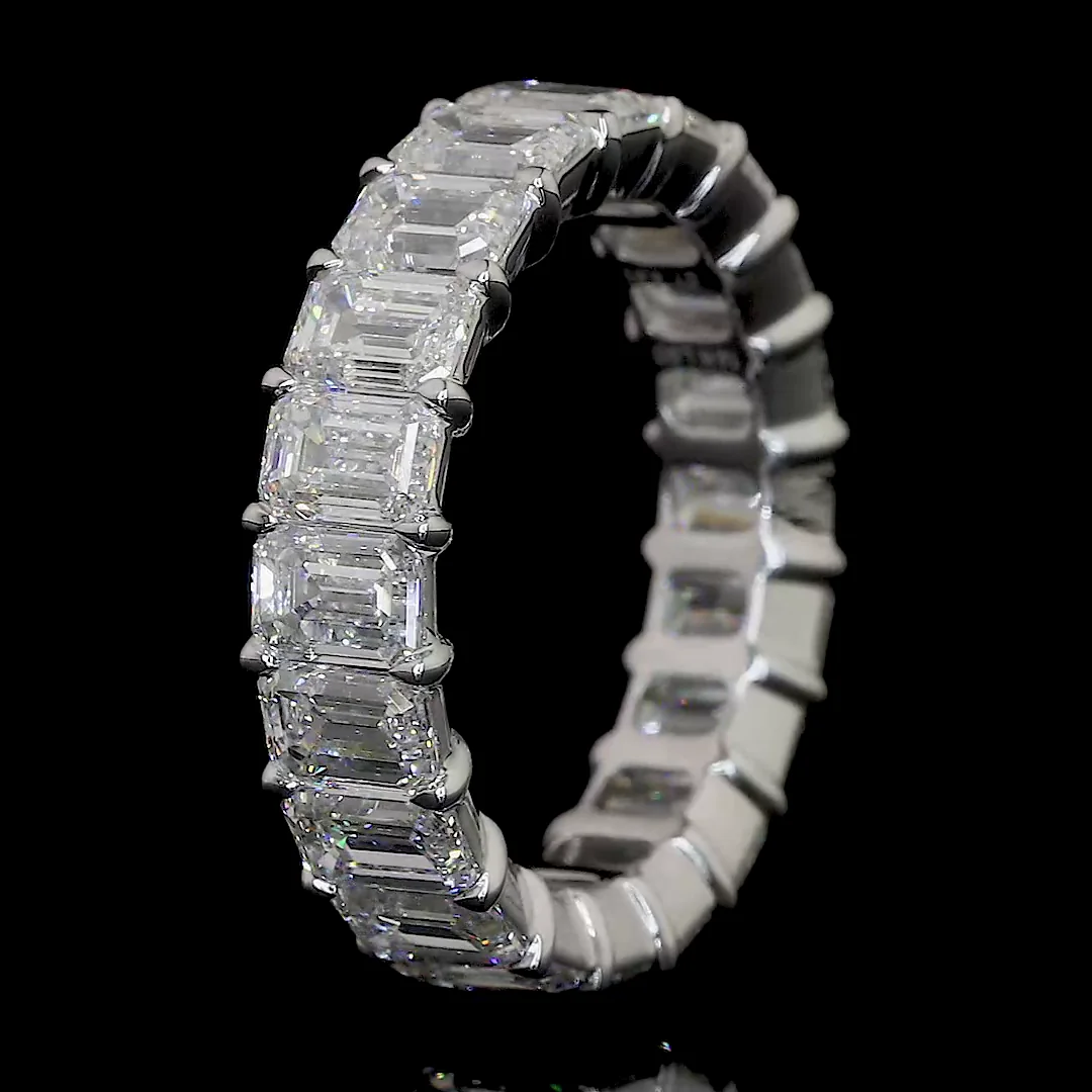 9.17 Cts Platinum Emerald Shape Eternity Band Eternity Band - Image 4