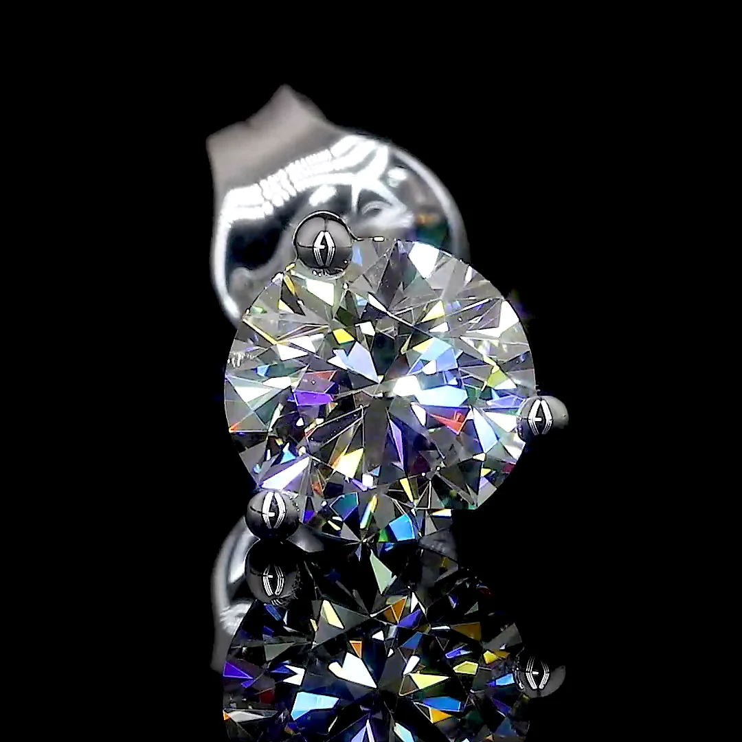 3 Cts 18k White Gold Round Shape Martini Earring - Image 3