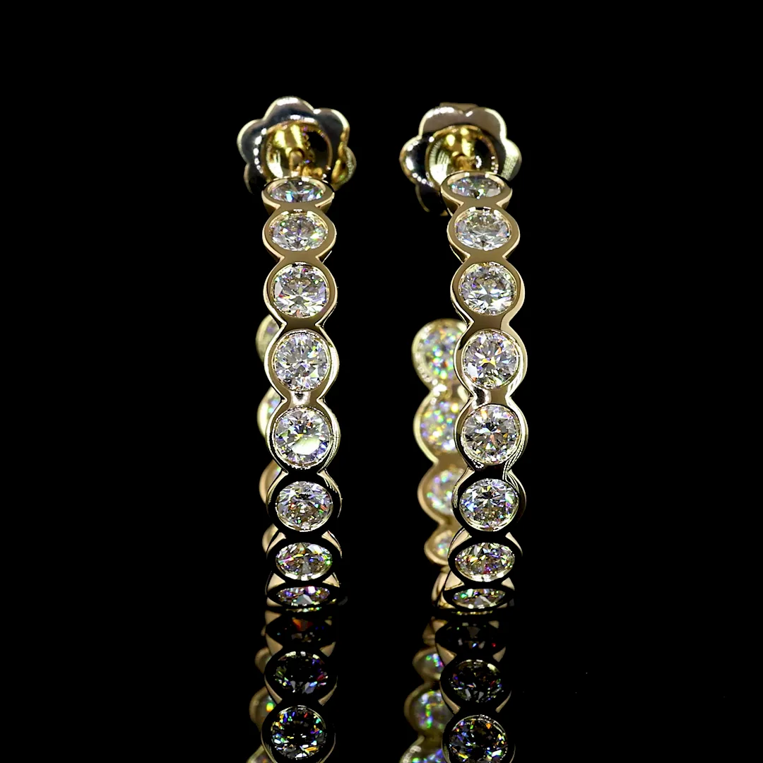 4.32 Cts 14k Yellow Gold Round Shape C Hoops Earring - Video