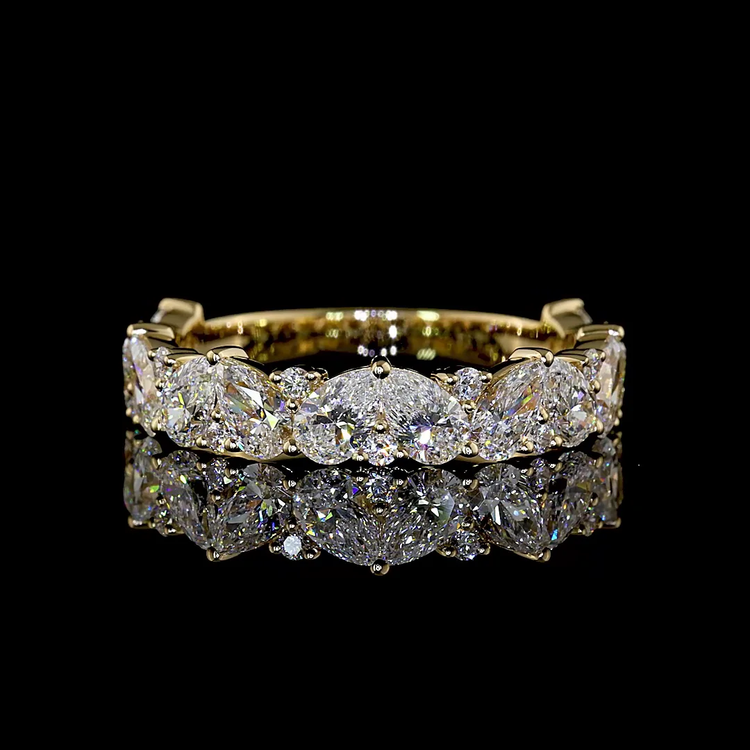 1.94 Cts 14k Yellow Gold Mix Shape 3/4 Band Eternity Band - Video
