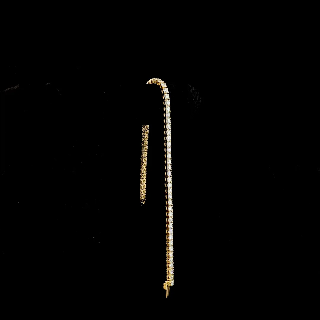 3.98 Cts 14k Yellow Gold Round Shape Tennis Bracelet - Image 3