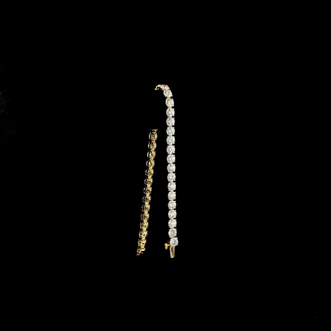 12.35 Cts 14k Yellow Gold Round Shape Tennis Bracelet - Image 3