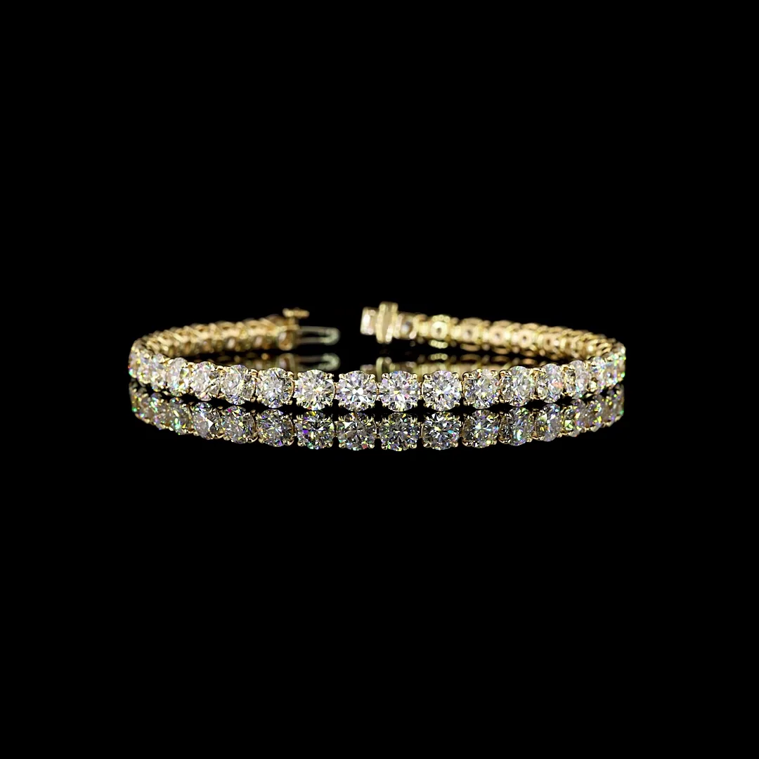 14.83 Cts 14k Yellow Gold Round Shape Tennis Bracelet - Video