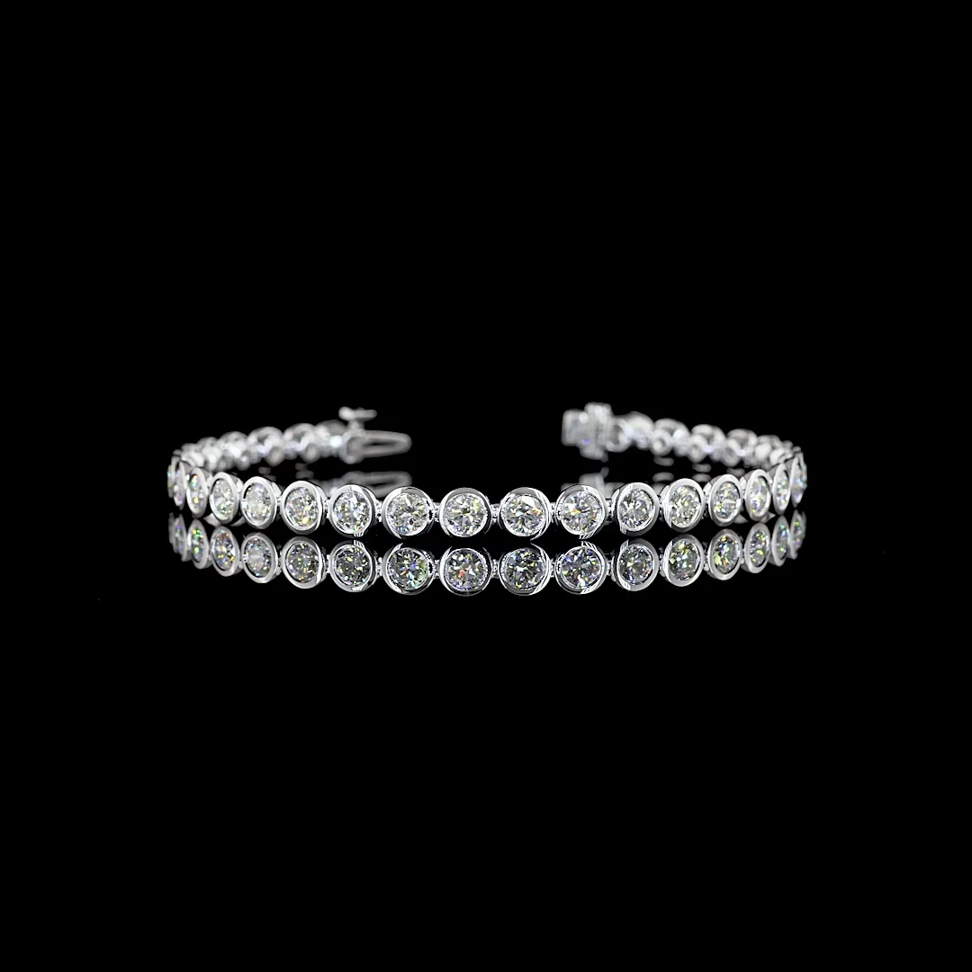 6.76 Cts 14k White Gold Round Shape Tennis Bracelet - Video
