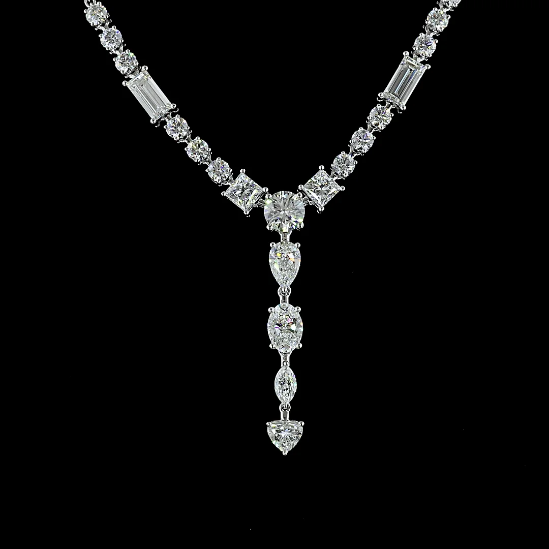 9.4 Cts 14k White Gold Mix Shape Special Necklace - Image 3
