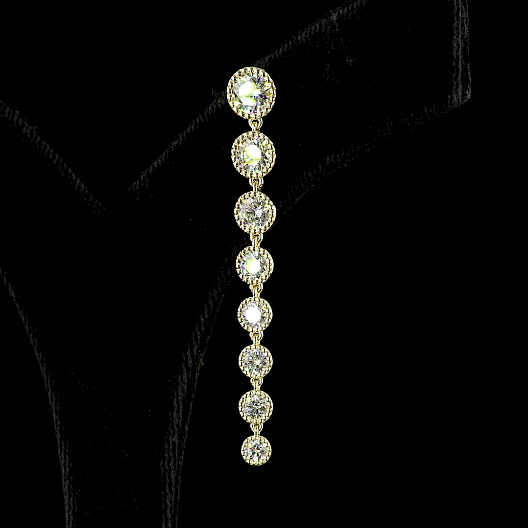 3.55 Cts 14k White Gold Round Shape Hanging Earring - Image 4
