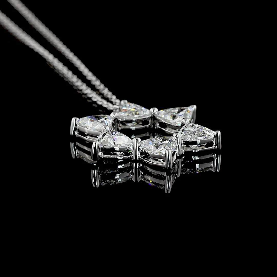 1.89 Cts 14k White Gold Triangle Shape Pendant Pendant - Image 2