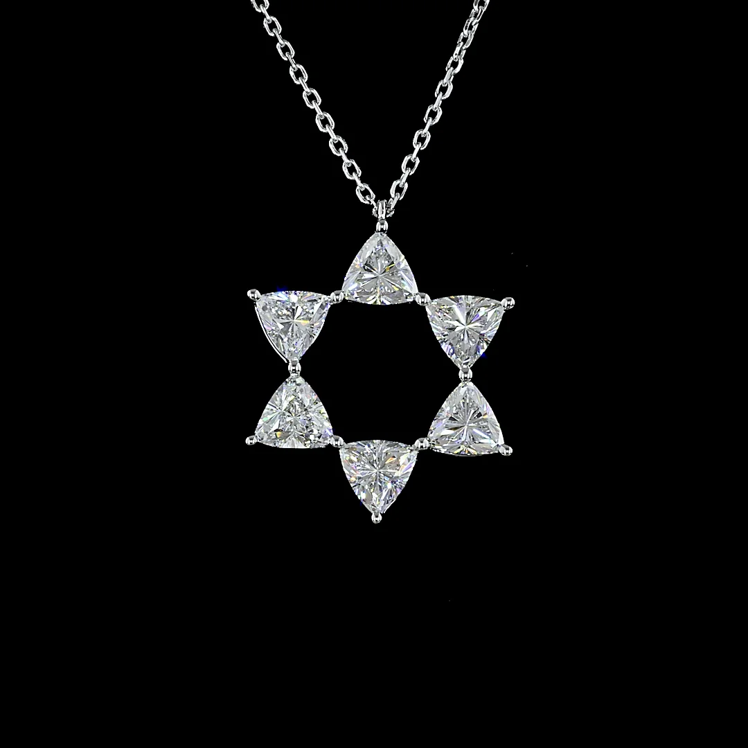1.89 Cts 14k White Gold Triangle Shape Pendant Pendant - Image 3