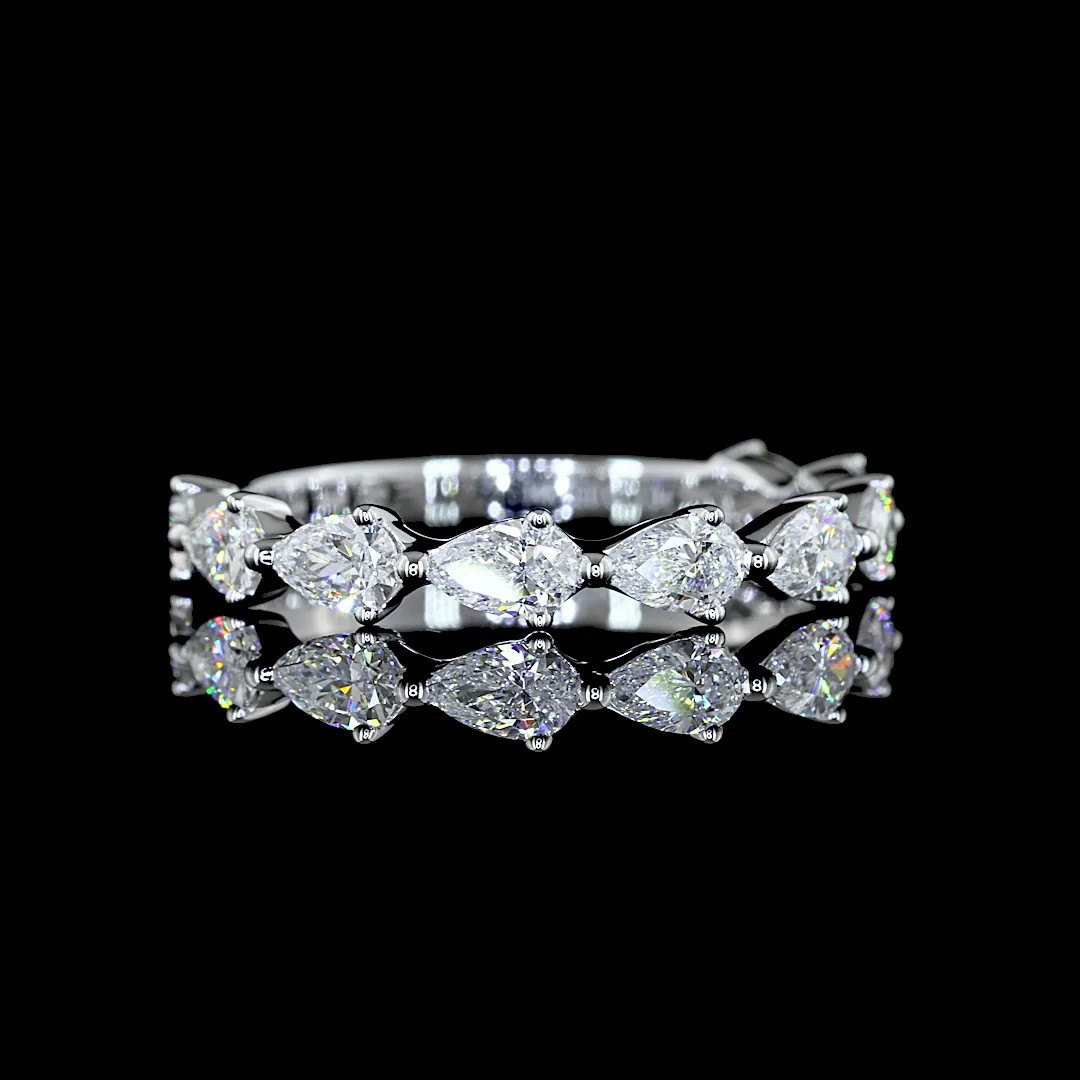 1.05 Cts 14k White Gold Pear Shape 3/4 Band Eternity Band - Video