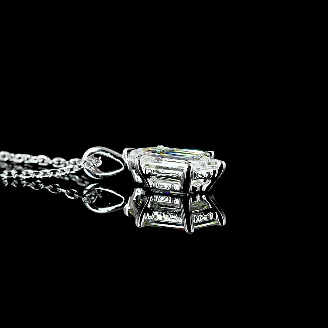 1.06 Cts 14k White Gold Step Marquise Shape Solitaire Pendant - Image 2