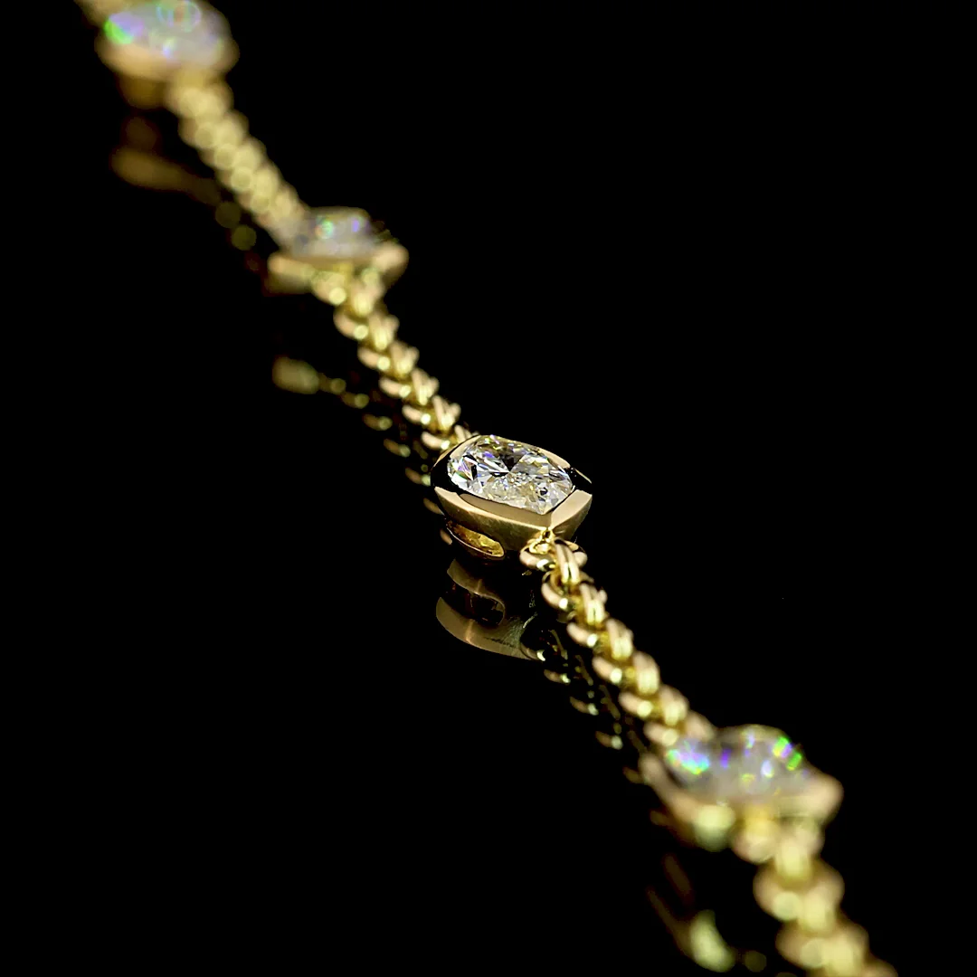2.77 Cts 14k Yellow Gold Mix Shape Station Necklace - Image 2