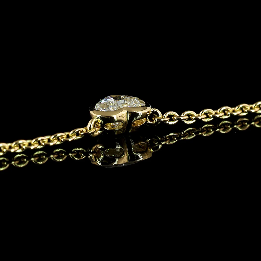3.37 Cts 14k Yellow Gold Heart Shape Station Necklace - Image 4