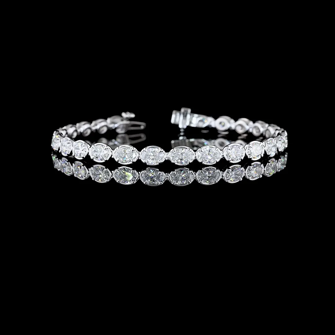8.39 Cts 14k White Gold Oval Shape Tennis Bracelet - Video