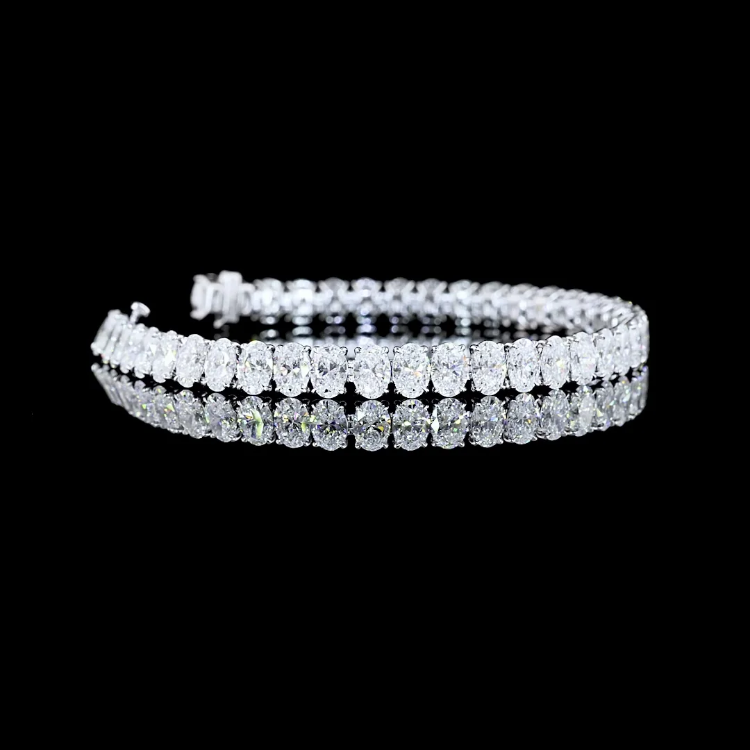 14.62 Cts 14k White Gold Oval Shape Tennis Bracelet - Video
