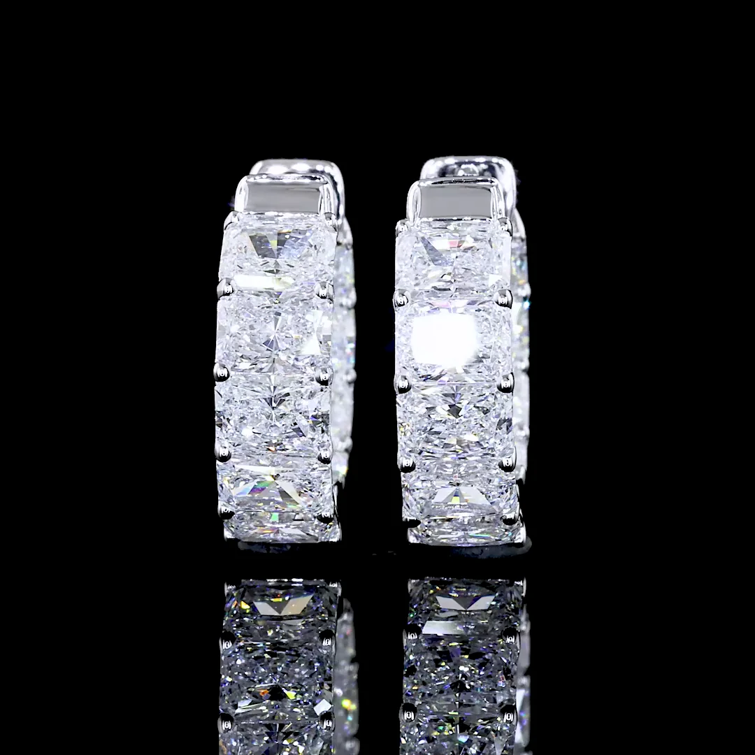 4.07 Cts 14k White Gold Radiant Shape Hanging Earring - Image 3