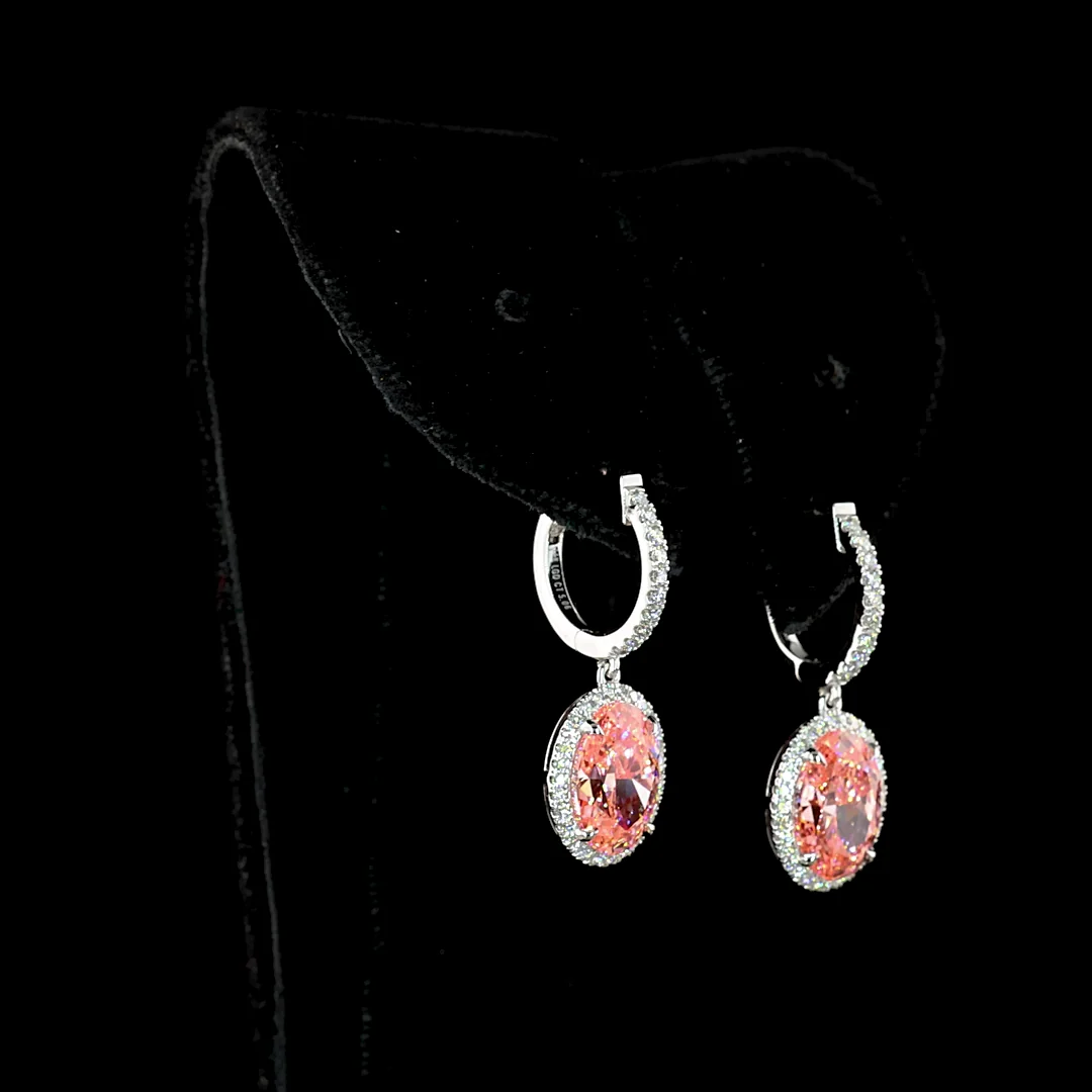 4.66 Cts 14k White Gold Oval Shape Hanging Earring - Video