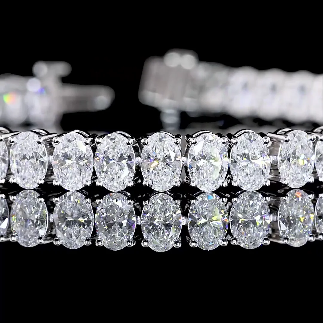 11.08 Cts 14k White Gold Oval Shape Tennis Bracelet - Image 2