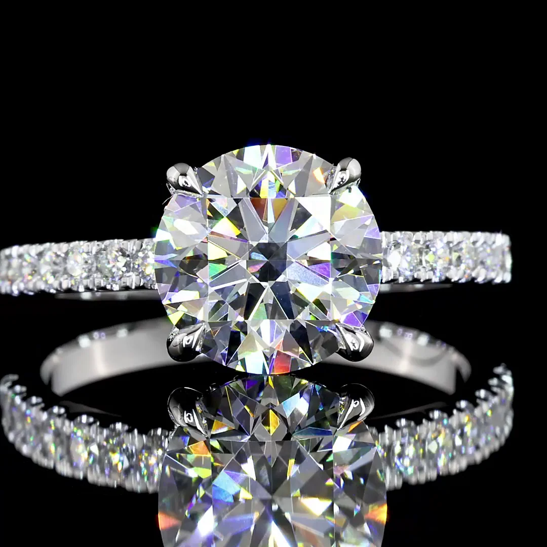 2.46 Cts 14k White Gold Round Shape Hidden Halo Ring - Image 3