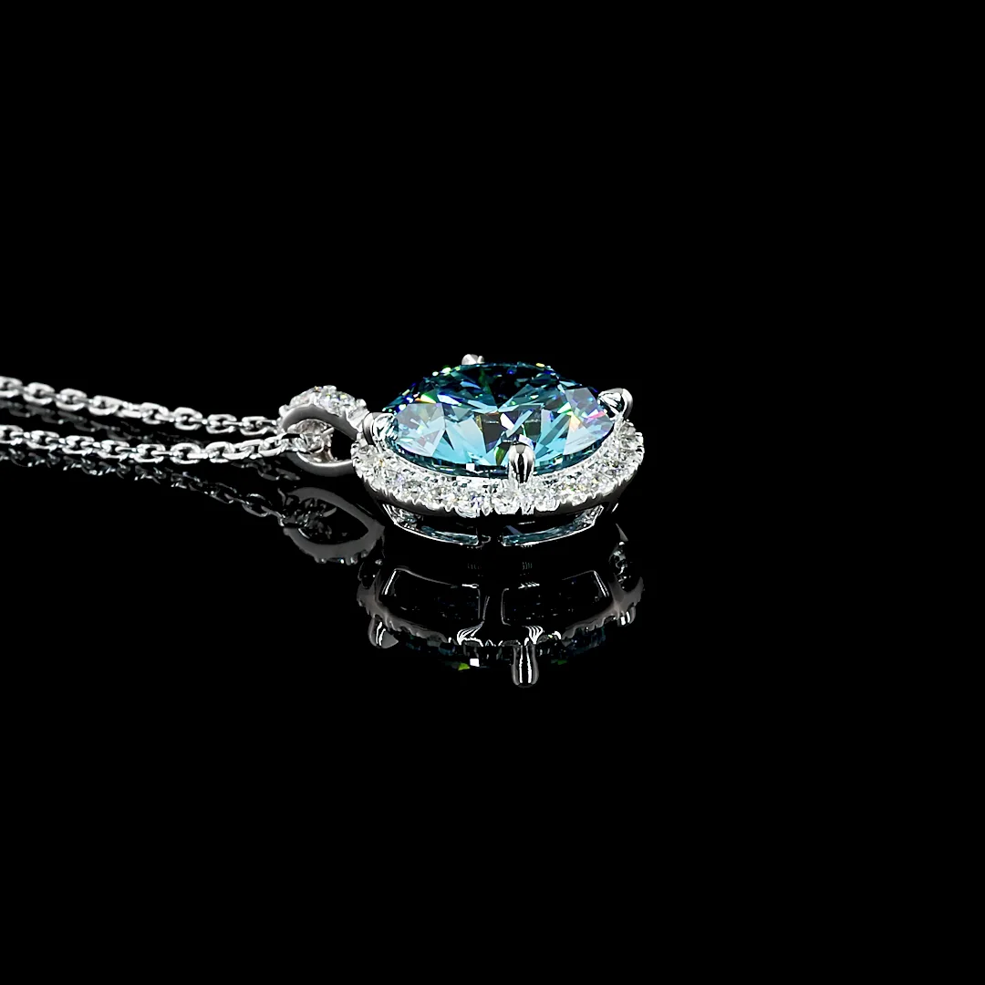 3.39 Cts 14k White Gold Round Shape Halo Pendant - Image 3