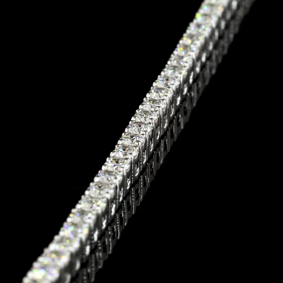 4.08 Cts 14k White Gold Round Shape Tennis Necklace - Image 3
