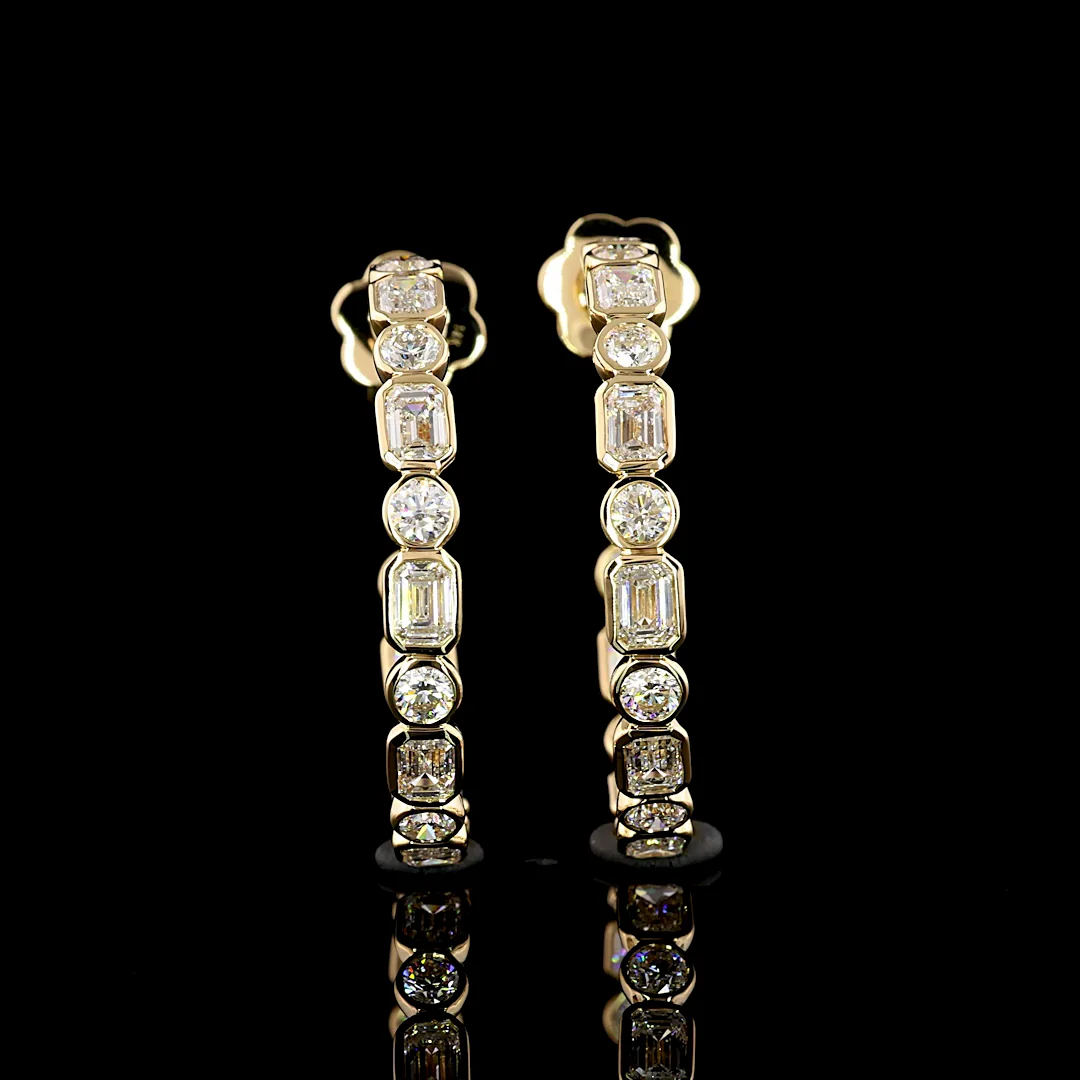 4.05 Cts 14k Yellow Gold Mix Shape C Hoops Earring - Video